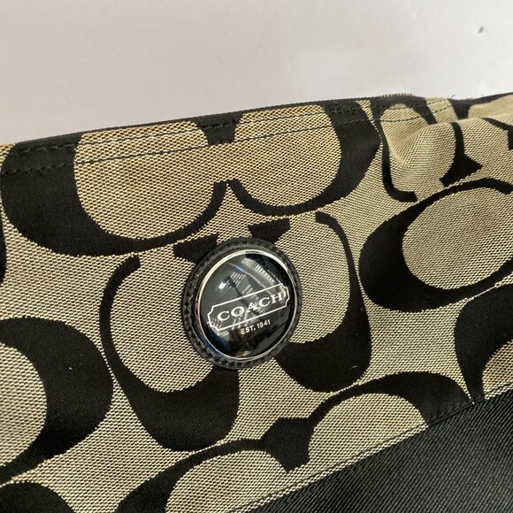 3 pc Coach Signature Monogram Shoulder Bag & Wallet & Checkbook Holder - Picture 6 of 14